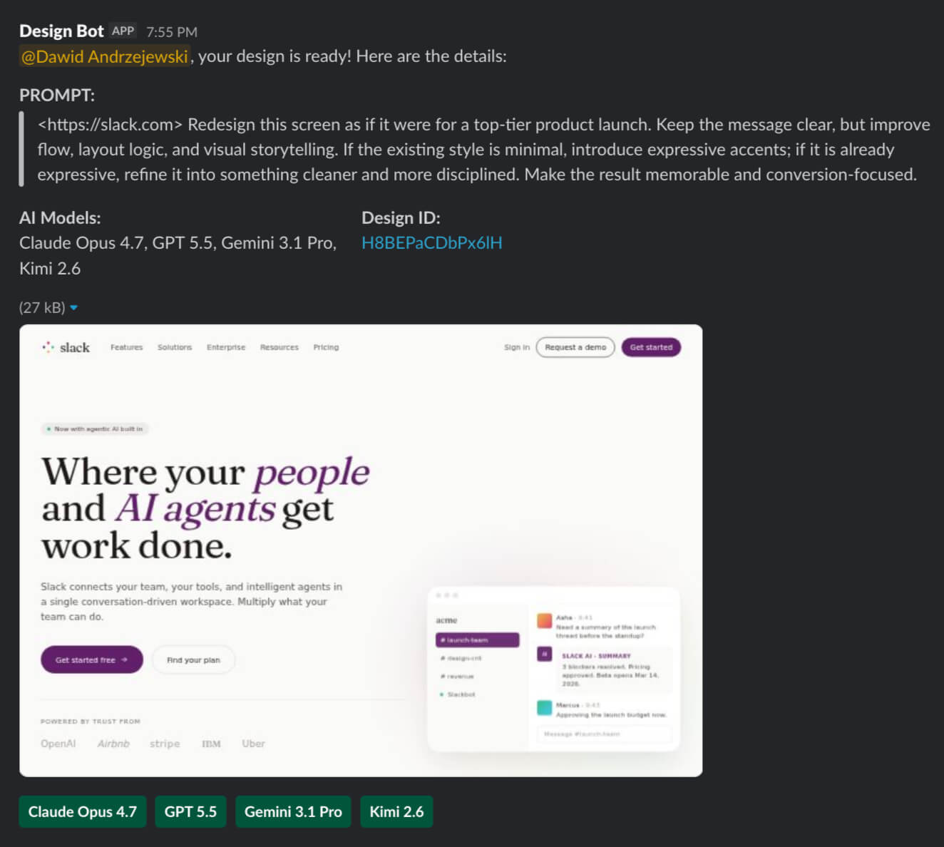 Design generated from Slack with Shuffle's Design CLI